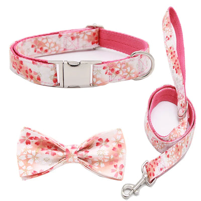 Personalized Dog Collar lead and bow tie set