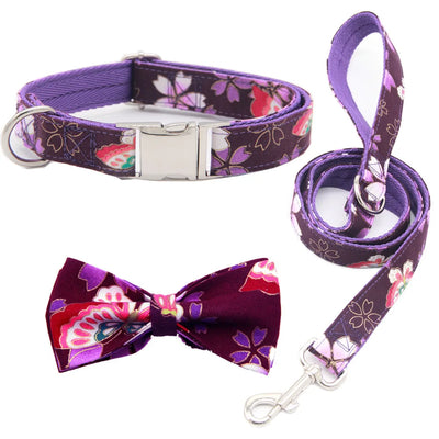 Personalized Dog Collar lead and bow tie set