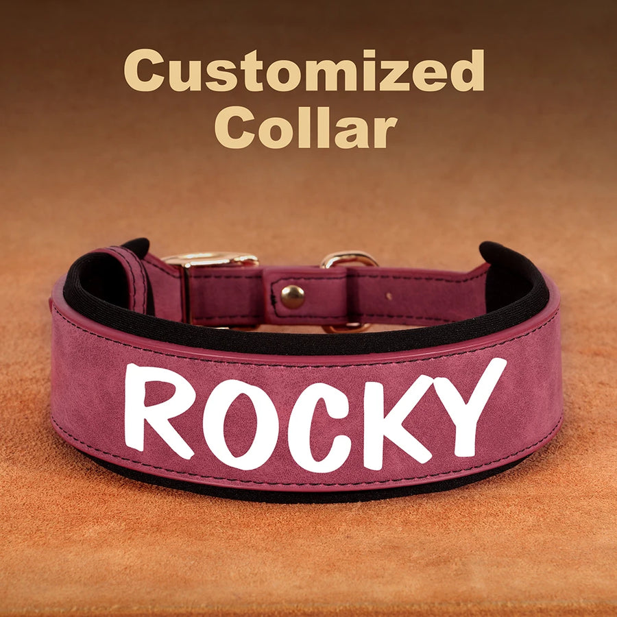 Personalized PU Leather Padded Dog Collar